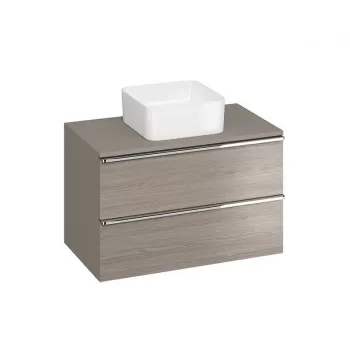 Dulap baie suspendat Cersanit Virgo 80 pentru lavoar pe blat, stejar cu manere crom imagine
