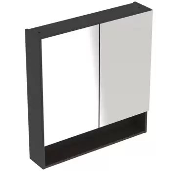 Dulap baie suspendat cu 2 usi si oglinda, gri inchis mat Geberit Selnova Square imagine