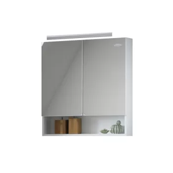 Dulap baie suspendat cu oglinda, 2 usi, culoare alb, 65 cm, KolpaSan Evelin imagine