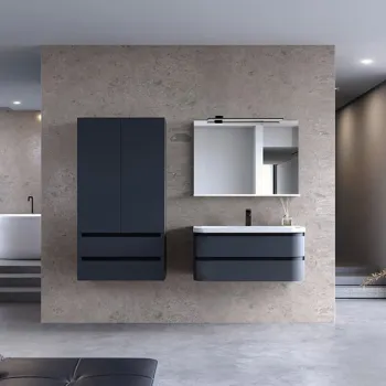 Dulap baie suspendat gri inchis mat 97 cm cu 2 sertare si 2 usi KolpaSan Vittoria imagine