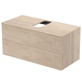 Dulap baie suspendat Ideal Standard Adapto pentru lavoar, 105 cm, maro deschis, blat cu decupaj imagine