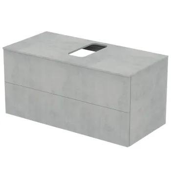 Dulap baie suspendat Ideal Standard Adapto pentru lavoar, 120 cm, gri deschis, blat cu decupaj imagine