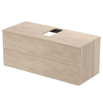 Dulap baie suspendat Ideal Standard Adapto pentru lavoar, 120 cm, maro deschis, blat cu decupaj imagine