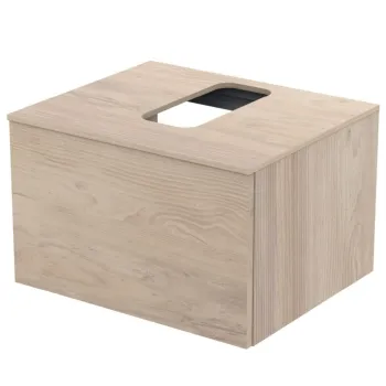 Dulap baie suspendat Ideal Standard Adapto pentru lavoar, 60 cm, maro deschis, blat cu decupaj imagine