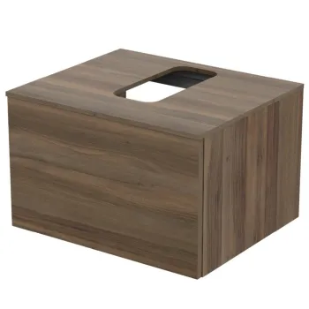 Dulap baie suspendat Ideal Standard Adapto pentru lavoar, 60 cm, maro inchis, blat cu decupaj imagine