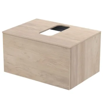 Dulap baie suspendat Ideal Standard Adapto pentru lavoar, 70 cm, maro deschis, blat cu decupaj imagine