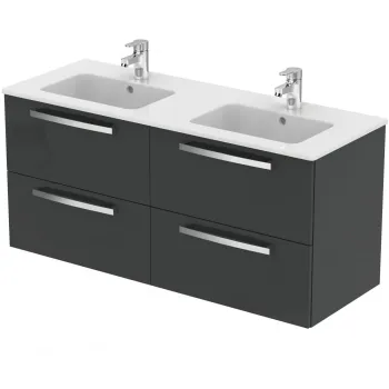 Dulap baie suspendat Ideal Standard Tempo pentru lavoar, 120 cm, gri lucios imagine