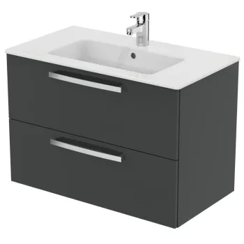 Dulap baie suspendat Ideal Standard Tempo pentru lavoar, 80 cm, gri lucios imagine