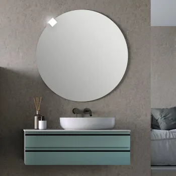 Dulap baie suspendat Kolpasan Alexis 100 cm, pentru lavoar pe blat, verde mat imagine