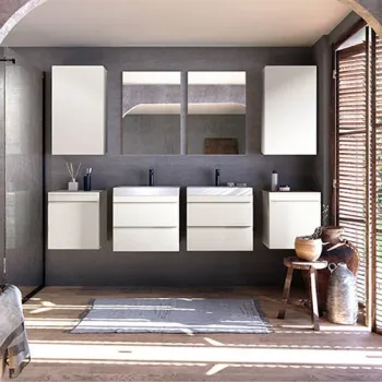 Dulap baie suspendat KolpaSan Naomi, o usa, 40 cm, alb imagine