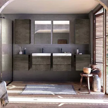 Dulap baie suspendat KolpaSan Naomi, o usa, 40 cm, gri antracit imagine