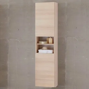 Dulap baie suspendat salcam deschis 175 cm cu 2 usi si polita Kolpasan Oxana imagine