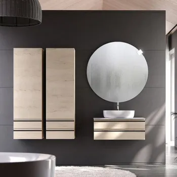 Dulap baie suspendat stejar 146 cm cu 2 sertare si o usa KolpaSan Alexis imagine