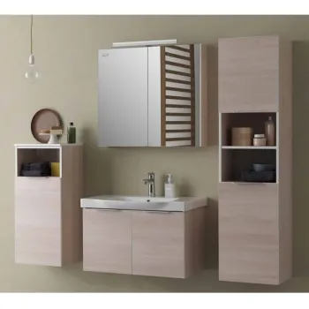 Dulap baie suspendat stejar deschis 87 cm cu o usa KolpaSan Lana imagine