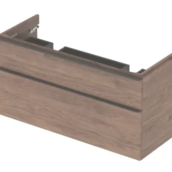 Dulap baza pentru lavoar dublu suspendat nuc 2 sertare 119 cm, Geberit Smyle Square imagine