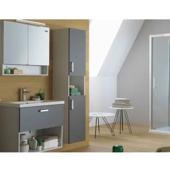 Dulap suspendat gri 65 cm cu oglinda si 2 usi KolpaSan Evelin imagine