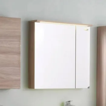 Dulap suspendat stejar 70 cm, oglinda cu iluminare LED si 2 usi KolpaSan Tara imagine