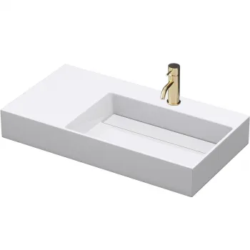 Lavoar alb lucios 75 cm, montare pe blat sau suspendat, dreptunghiular, Rea Archi imagine