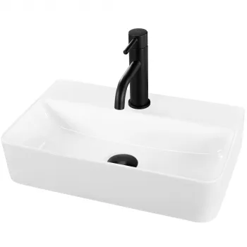 Lavoar alb lucios, cu montare pe blat sau suspendat, dreptunghiular, Rea Naomi imagine