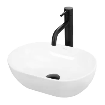 Lavoar baie 38x26cm, oval, alb lucios, Rea Amelia Mini imagine
