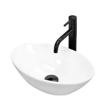 Lavoar baie 40x26 cm, alb lucios, oval, Rea Pamela imagine