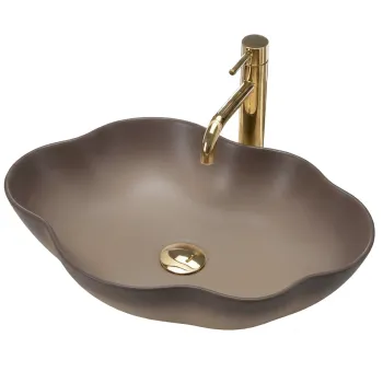 Lavoar baie 50x38 cm, asimetric, maro mat, Rea Pearl Ombre imagine