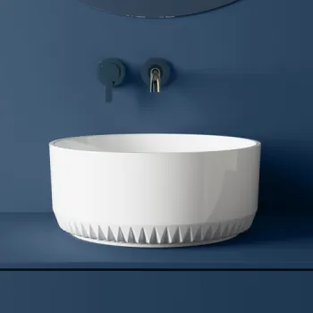 Lavoar baie compozit pe blat, alb, rotund, Foglia Rondo Z imagine