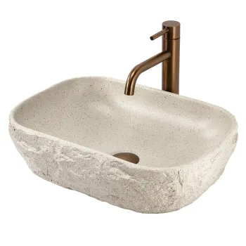 Lavoar baie cu montare pe blat 46x32 cm, imitatie piatra, Rea Bianka imagine