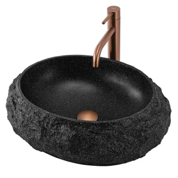 Lavoar baie cu montare pe blat 50 cm, negru mat, Rea Mika imagine