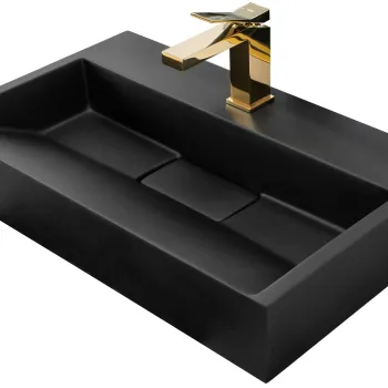 Lavoar baie cu montare pe blat 60 cm, negru mat, Rea Goya imagine