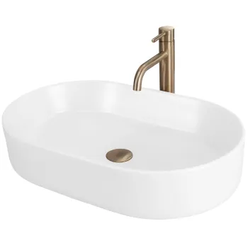 Lavoar baie cu montare pe blat 61 cm, alb mat, oval, Rea Nadia imagine