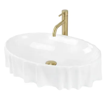 Lavoar baie cu montare pe blat, alb, cu margine ondulata, Rea Aurelia imagine