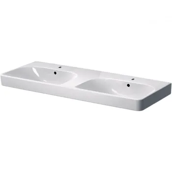 Lavoar baie dublu pe mobilier alb 120 cm Geberit Smyle Square imagine