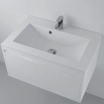 Lavoar baie incastrat 70x45 cm, alb lucios, din compozit, Foglia Yrsa imagine