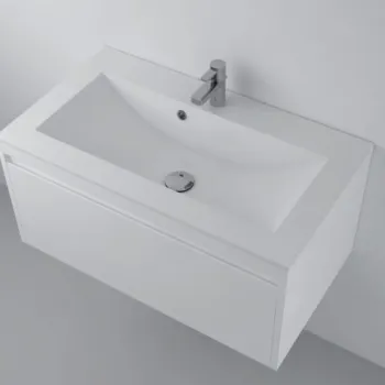 Lavoar baie incastrat 80x45 cm, alb, din compozit, Foglia Yrsa imagine