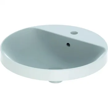 Lavoar baie incastrat alb 48 cm, rotund, cu orificiu baterie, Geberit VariForm imagine
