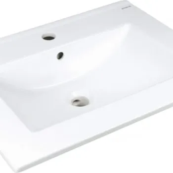 Lavoar baie incastrat, ceramic, cu gaura pentru baterie, 61.5x46,5 cm, alb, Deante Tubo imagine