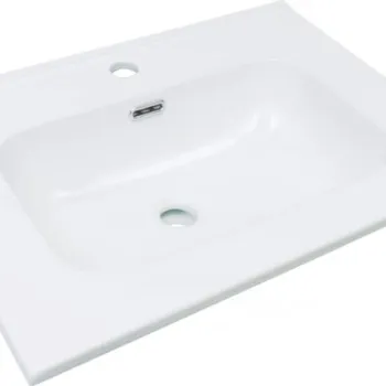 Lavoar baie incastrat, ceramic, cu gaura pentru baterie, 61x46.2 cm, alb, Deante Tubo imagine