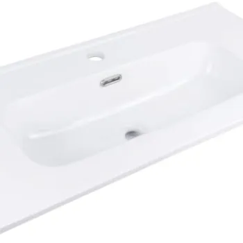 Lavoar baie incastrat, ceramic, cu gaura pentru baterie, 80x38.5 cm, alb, Deante Tubo imagine