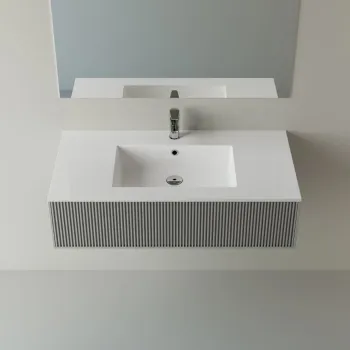 Lavoar baie incastrat din compozit 100x50 cm, alb mat, dreptunghiular Foglia Pure 100 imagine