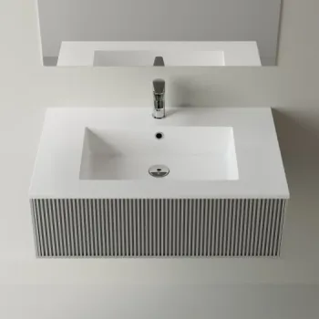 Lavoar baie incastrat din compozit 80x50 cm, alb mat, dreptunghiular Foglia Pure 80 imagine