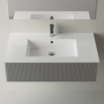 Lavoar baie incastrat din compozit 90x50 cm, alb mat, dreptunghiular Foglia Pure 90 imagine