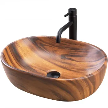 Lavoar baie maro mat, cu montaj pe blat, oval, Rea Amelia imagine