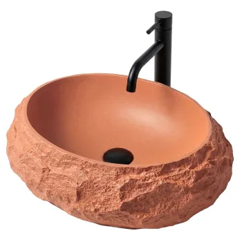 Lavoar baie Mika, oval, piatra compozita Artificial Stone, portocaliu imitatie piatra, 50 x 38 cm imagine