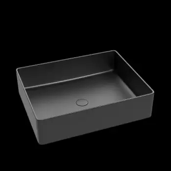 Lavoar baie negru dreptunghiular pe blat cu ventil inclus Foglia, Color imagine