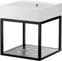 Lavoar baie pe blat alb si consola sustinere 50x50 cm Deante, Temisto imagine
