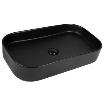 Lavoar baie pe blat negru mat 65 cm, dreptunghiular, Fluminia Capri imagine