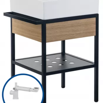 Lavoar baie pe blat si consola sustinere cu sertar, 600x500x140 mm, Deante, Temisto imagine