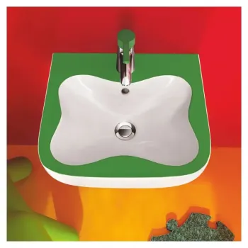 Lavoar baie pentru copii 45x41 cm, alb verde, Laufen Florakids imagine