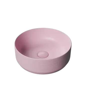 Lavoar baie rotund roz mat pe blat cu ventil inclus Line, Foglia imagine